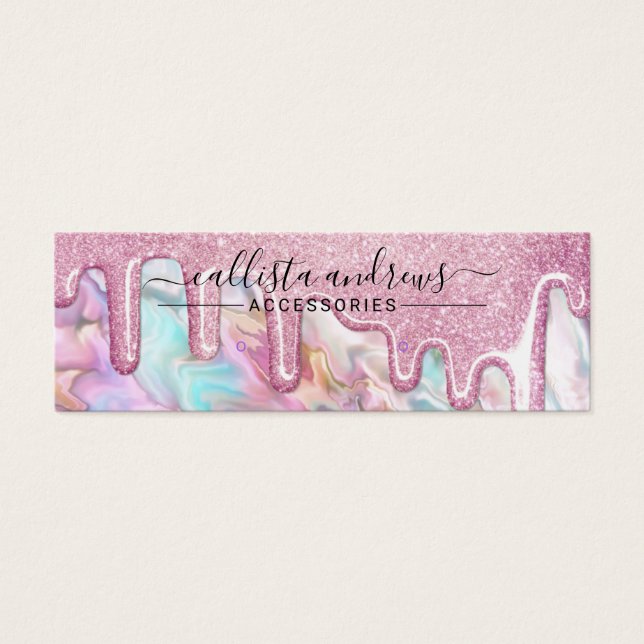 Rosa Teal Pearl Opal Glitter-drivrutiner Ökande Vi Litet Visitkort (Framsidan)