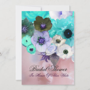 Rosa TEAL ROSOR OCH ANEMONE BLOMMOR BRUD MOTTAGNIN Inbjudningar