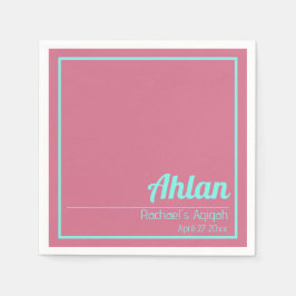 Rosa Teal Solid Färg Plain, Aqiqah Baby Shower Pappersservett