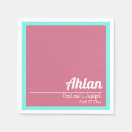 Rosa Teal Solid Färg Plain, Aqiqah Baby Shower Pappersservett