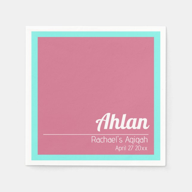 Rosa Teal Solid Färg Plain, Aqiqah Baby Shower Pappersservett (Framsidan)