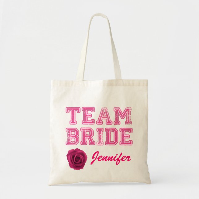 Rosa Team Bride Tote Bag Tygkasse (Framsidan)