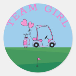 Rosa Team Girl Gender Reveal Party Vote Golf Runt Klistermärke