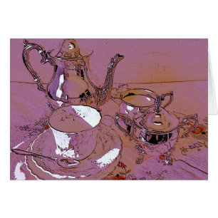 Rosa teaset hälsningskort