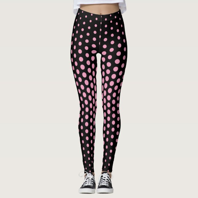 Rosa Techno Dot Mönster Leggings (Framsida)