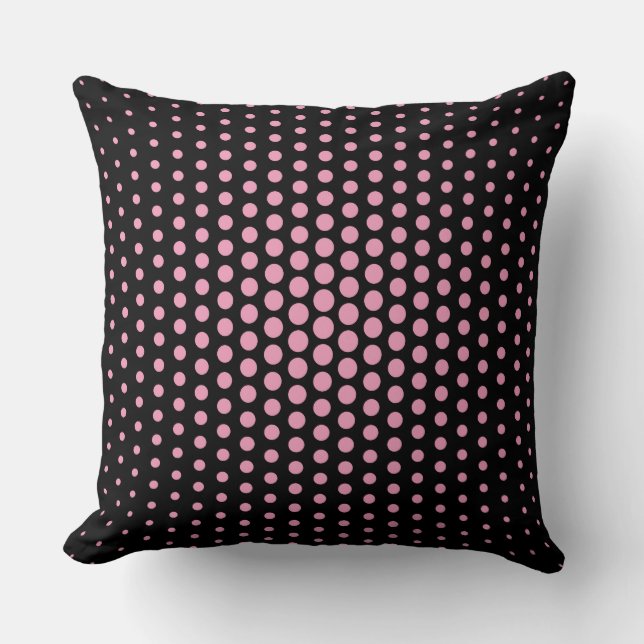 Rosa Techno Dots Modern Black Kudde (Framsida)