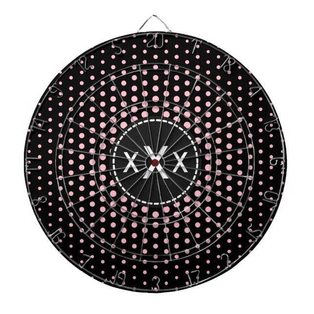 Rosa Techno Dots Modern Monogram Darttavla (Framsidan)