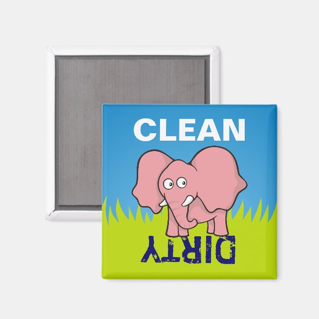 Rosa tecknad av elefant magnet (Front/Back)