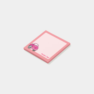 Rosa Tecknad bil Post-it Block