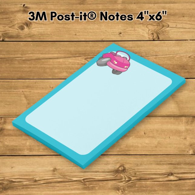 Rosa tecknad bil post-it block (Skapare uppladdad)