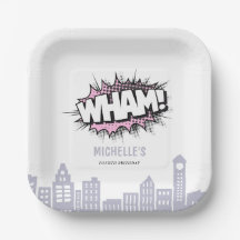 Rosa Tecknad Bok Superhjälte Birthday