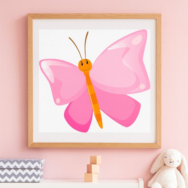 Rosa Tecknad Butterfly Poster (Skapare uppladdad)