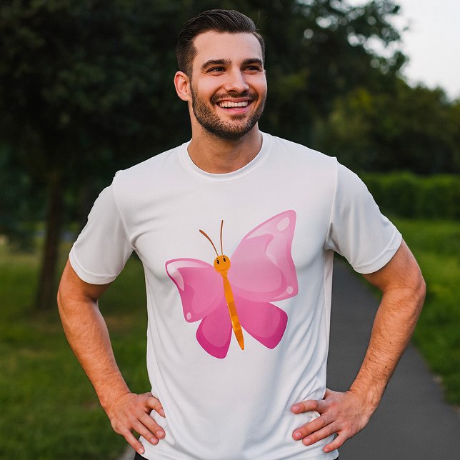 Rosa Tecknad Butterfly T Shirt (Skapare uppladdad)