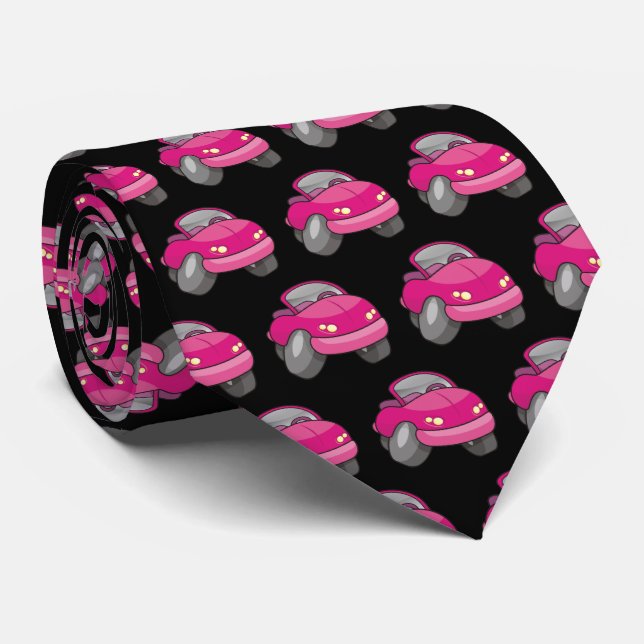 Rosa Tecknad Car Mönster Tie Slips (Rullad)