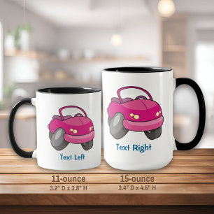 Rosa Tecknad Car Mugg