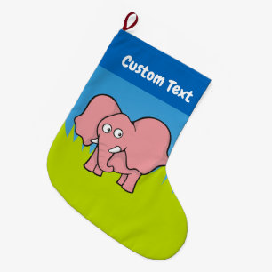Rosa tecknad christmas-lagring av elefant  stor julstrumpa