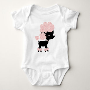Rosa Tecknad Fransk Pudel T-shirt