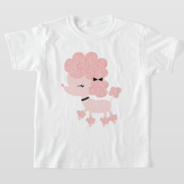 Rosa Tecknad Fransk Pudel Tee Shirt