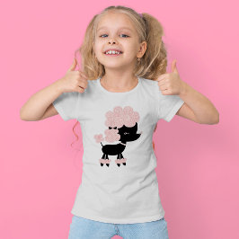 Rosa Tecknad Fransk Pudel Tee Shirt