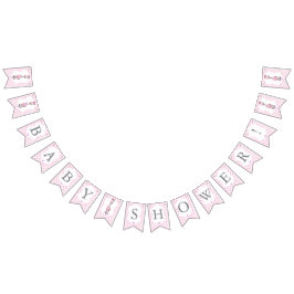 Rosa Tecknad Giraffe Baby Shower Vimplar