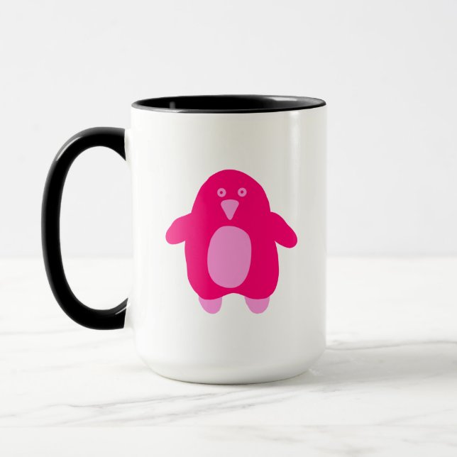 Rosa Tecknad Penguin Mugg (Vänster)
