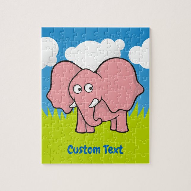 Rosa tecknad-pussel av elefant pussel (Vertikal)