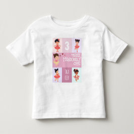 Rosa tecknad seriepastell ballerina 3-års födelsed t shirt