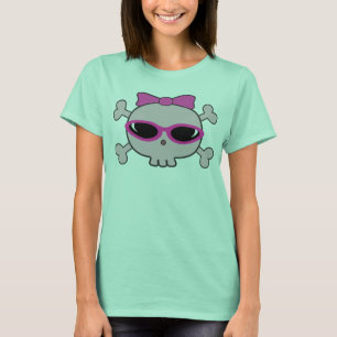 Rosa tecknadskalle & Crossbones med solglasögon T-shirt