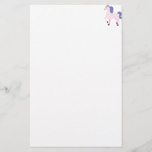 Rosa tecknadUnicorn med den purpurfärgade manen Brevpapper