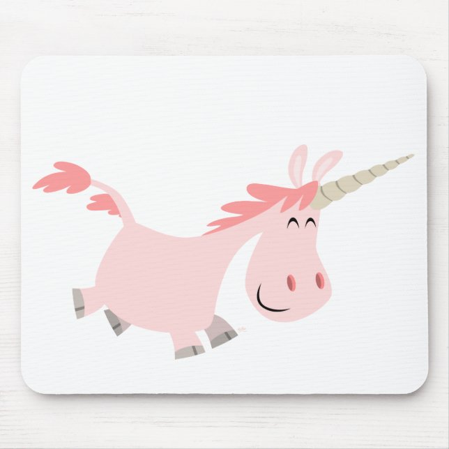 Rosa tecknadUnicornmousepad Musmatta (Framsidan)