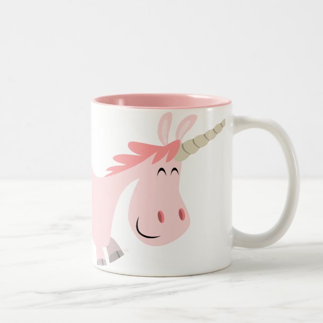 Rosa tecknadUnicornmugg Två-Tonad Mugg (Höger)
