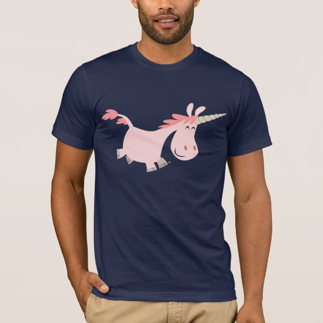 Rosa tecknadUnicornT-tröja T-shirt (Framsida)