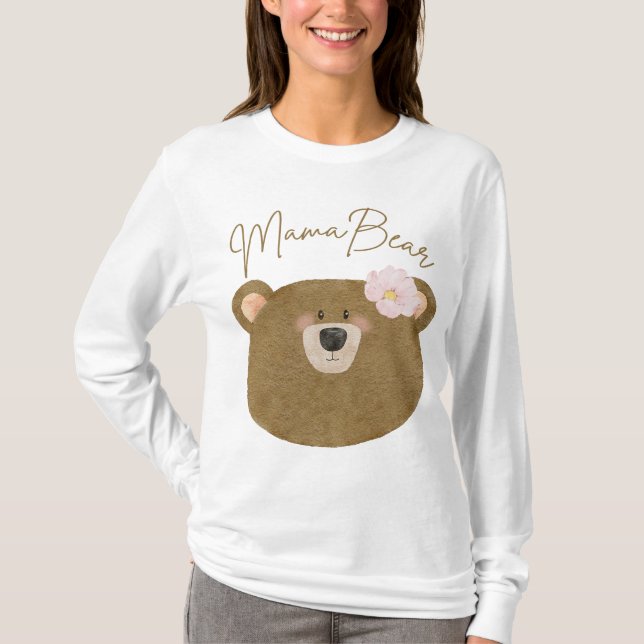 Rosa Teddy Barly Wait Mamma Bear Girl Baby Shower T Shirt (Framsida)