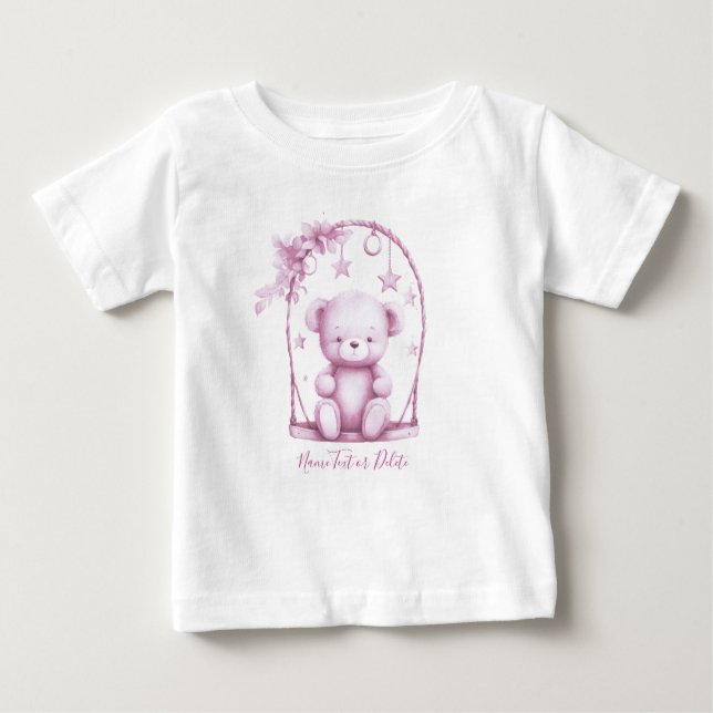 Rosa Teddy Bear Baby T-Shirt (Framsida)