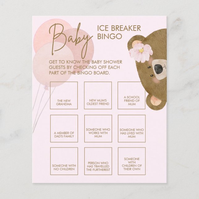 Rosa Teddy kan bearly Wait Baby Ice Bingo (Framsida)