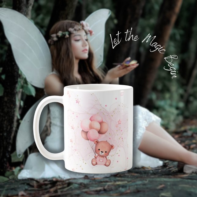 Rosa Teddy med Balloons Mugg (Skapare uppladdad)