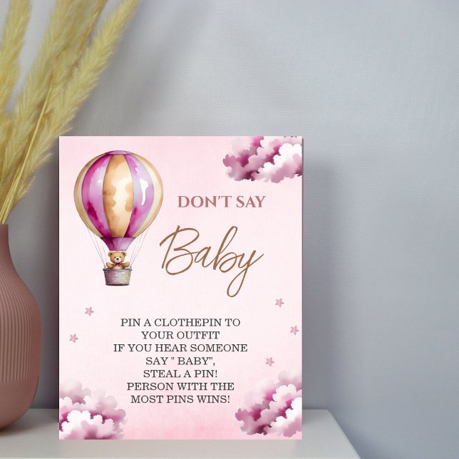 Rosa Teddy Star Cloud Baby Shower säger inte Baby Poster (Skapare uppladdad)
