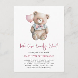 Rosa Teddy Vi kan bota Baby Shower Inbjudan Vykort