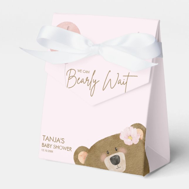 Rosa Teddy Vi kan bota Baby Shower Presentaskar (Framsidan Sidan)