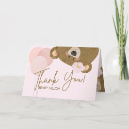 Rosa Teddy Vi kan bota Baby Shower Tack Kort