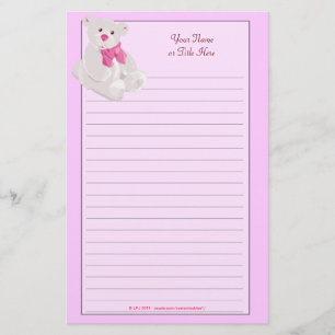 Rosa Teddybear fodrad brevpapper