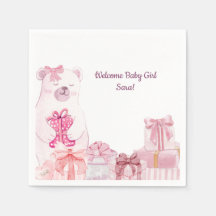 Rosa Teddybjörn Baby Shower Servett