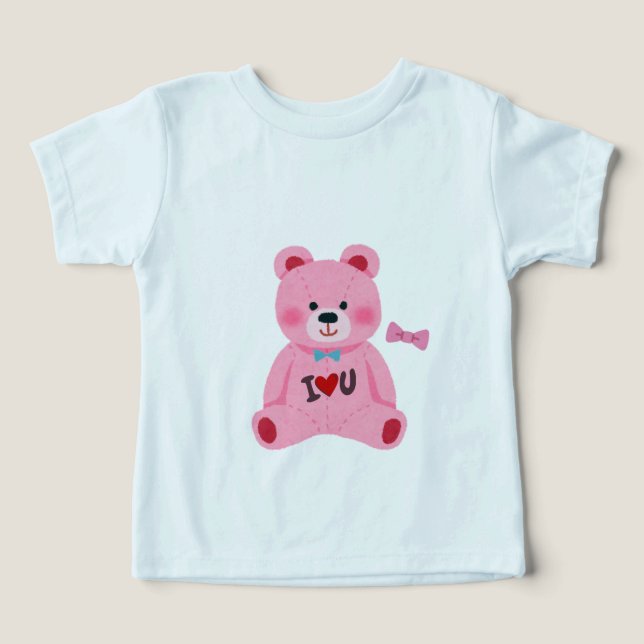 Rosa teddybjörn bebis t-shirt (Design Framsida)