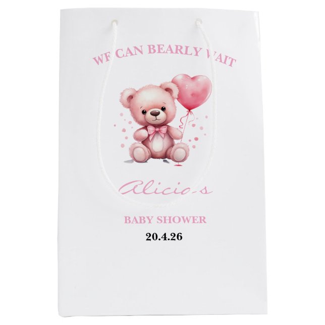 Rosa teddybjörn bebisshower (Framsidan)