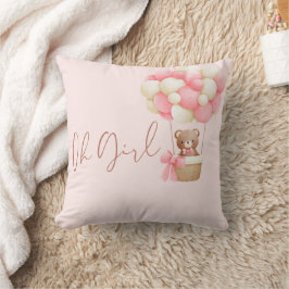 Rosa teddybjörn Oh Girl Ballong Bebis Babyshower Kudde