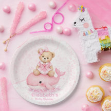 Rosa teddybjörn på val flicka baby shower