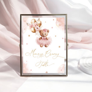 Rosa teddybjörnballonger Mamma önskar bord Poster