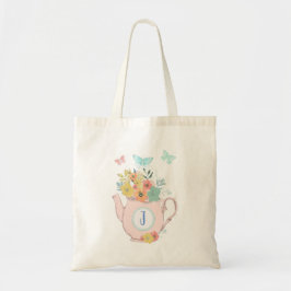 Rosa Tekanna med Flowers & Butterflies Monogram Tygkasse