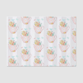 Rosa Tekanna med Flowers & Butterflies Mönster