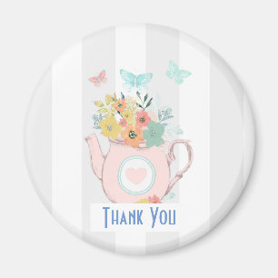 Rosa Tekanna med Tacken Flowers & Butterflies Magnet